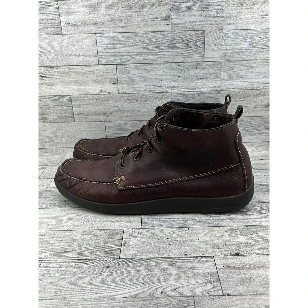 Orvis Men Brown Leather Moc Toe Chukka Boots Lace Up Ankle Shoes Size 12M